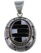 Sterling Silver Black Jade Mother Of Pearl Slide Pendant RS42802